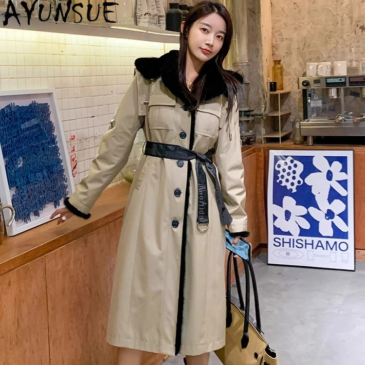 

AYUNSUE Пальто из меха кролика рекс 2022, норковая меховая планка, парка из натурального меха, женская зимняя одежда, женские пальто средней длины Шуба Женская