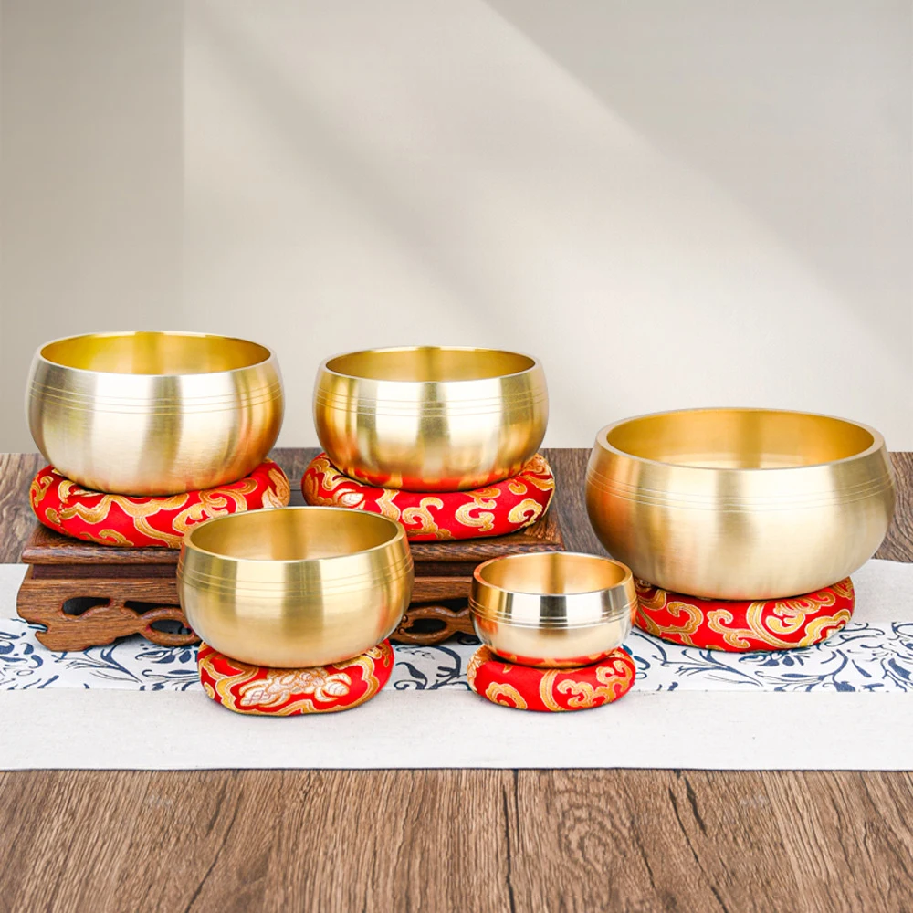 وعاء الموسيقى النحاسي التبتية السنسكريت اليوغا التأمل لشفاء الصوت الإجهاد الإغاثة بوذا أداة اليقظة الذهنية #6