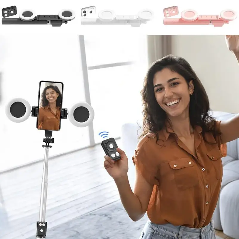 Selfie Stick Tripod With Light 6 In 1 Phone Tripod Holder Multifunctional Cell Phone Tripod Stand Extendable Tripod With