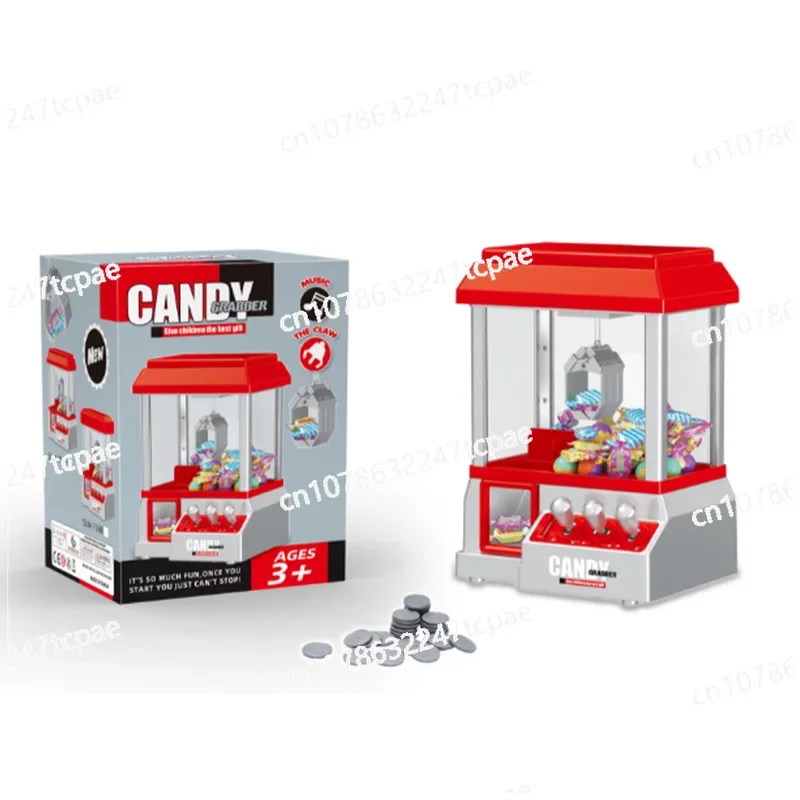 Popular coin-operated doll grabbing machine Children play house grabbing doll clip doll mini household candy machine