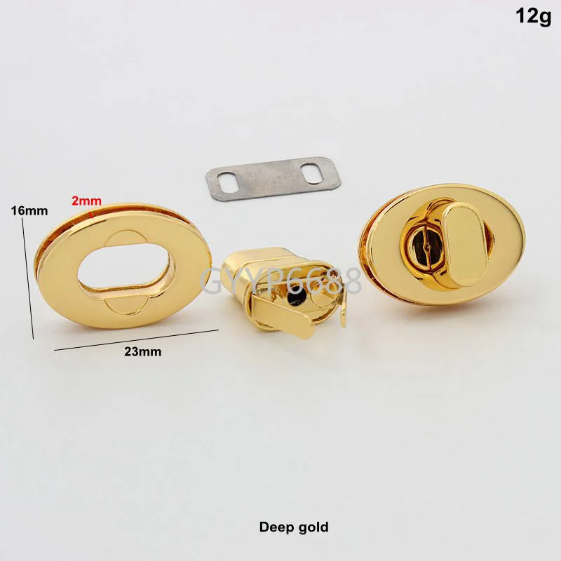 1-5-20 sets 23x16mm 29x22mm deep gold color egg shape turn clasp lock for briefcase DIY handbag twist lock purse accessories