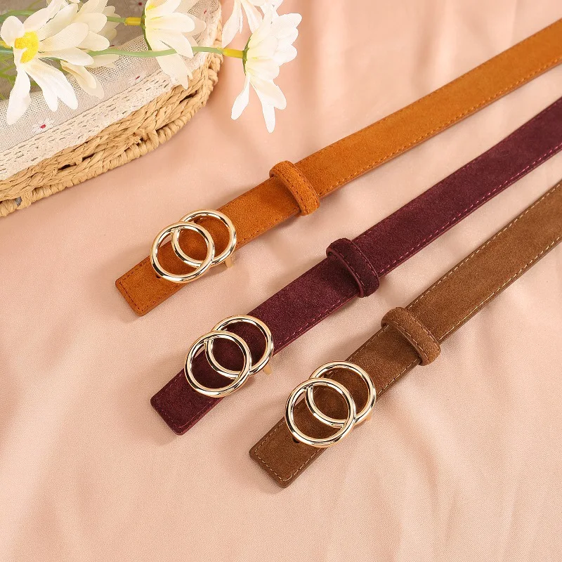 

Модный женский ремень в стиле ретро шириной 2,3 см из натуральной кожи с двойным кольцом и пряжкой, черный карамель, кофейный, коричневый, винно-красный