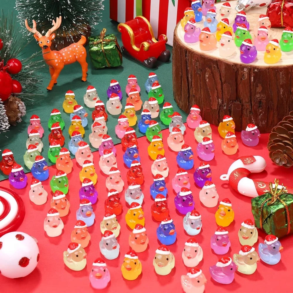 10/60 Stück Leuchtende Weihnachts-Miniatur-Enten mit Weihnachtsmannmützen, Aquarium-Deko, DIY-Bastelset für Weihnachtsfeiern und Partys – Detail 18
