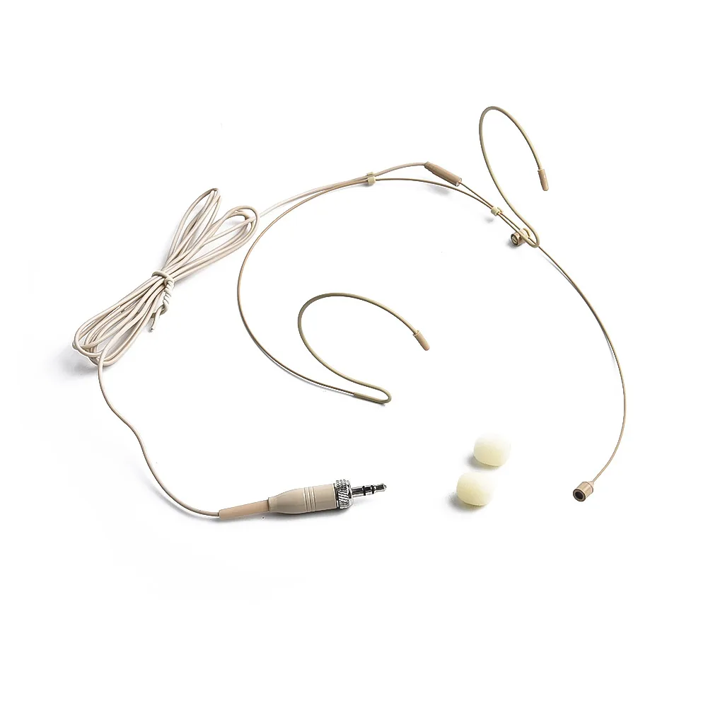 베이지색 이중 귀고리 헤드셋 마이크 헤드 마이크 3 핀 AKG 4 핀 XLR 플러그 ForShure 무선 마이크 커버 액세서리