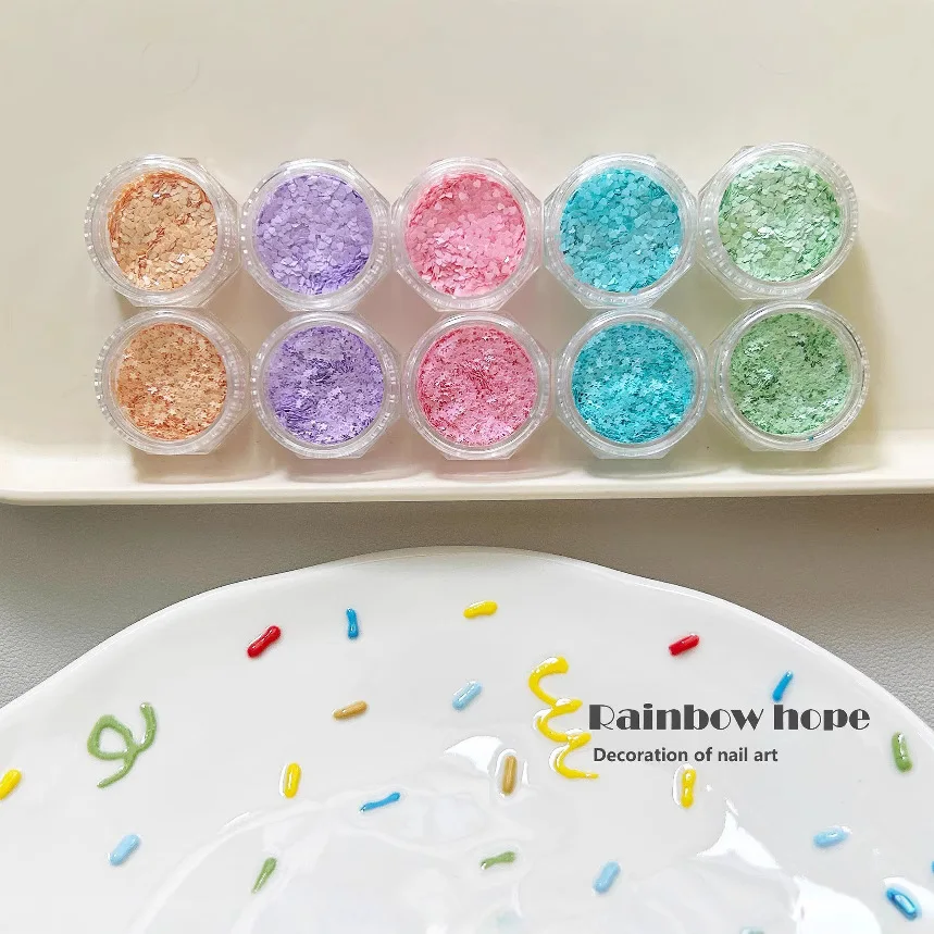 Macaron cor mini prego glitter estrela coração círculo fosco acessórios de unhas artesanal wearable materiais de unhas