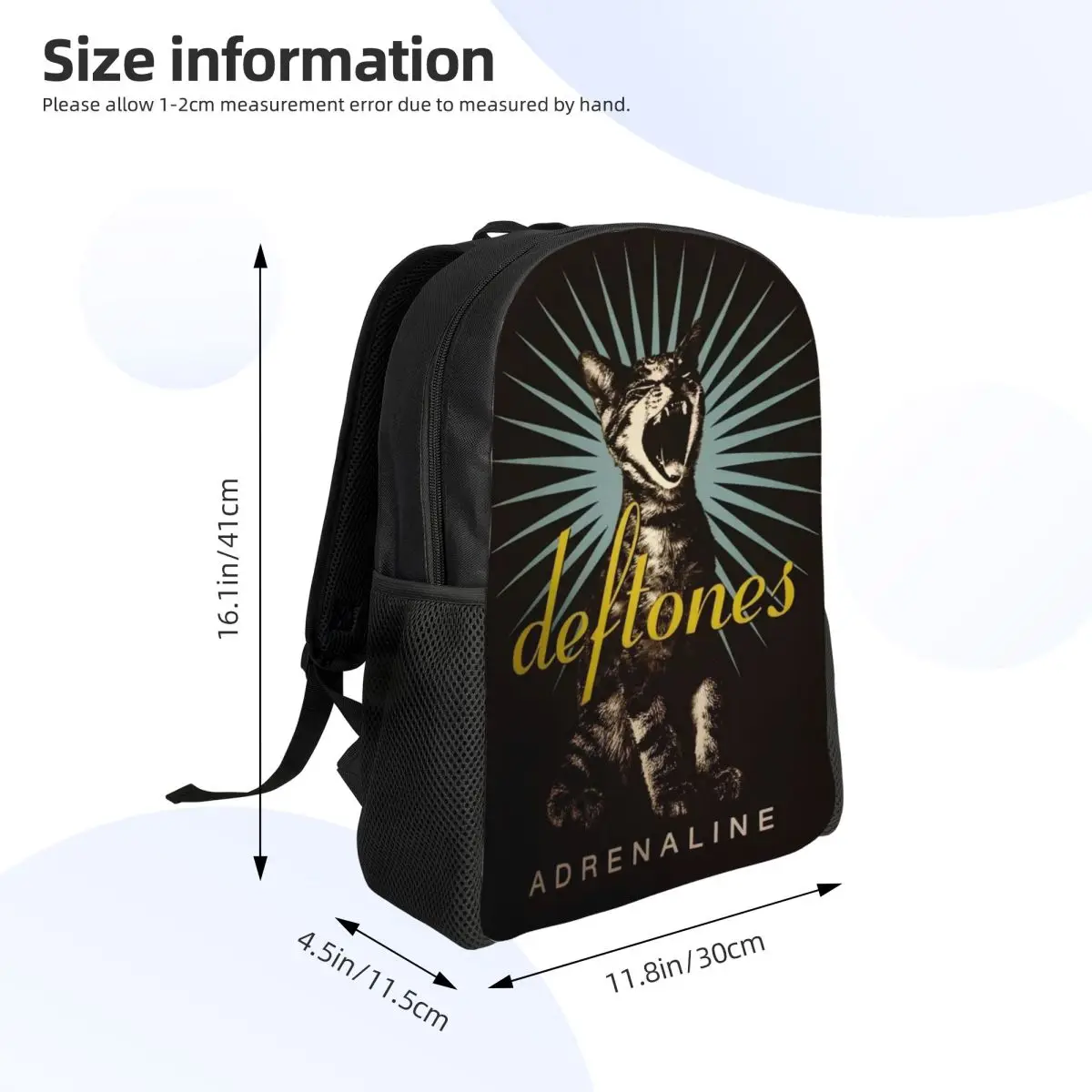 Ransel Laptop Merek Band Metal Rap Hitam Kucing D-Deftones Kustom Tas Buku Kasual Pria Wanita untuk Tas Siswa Sekolah Perguruan Tinggi