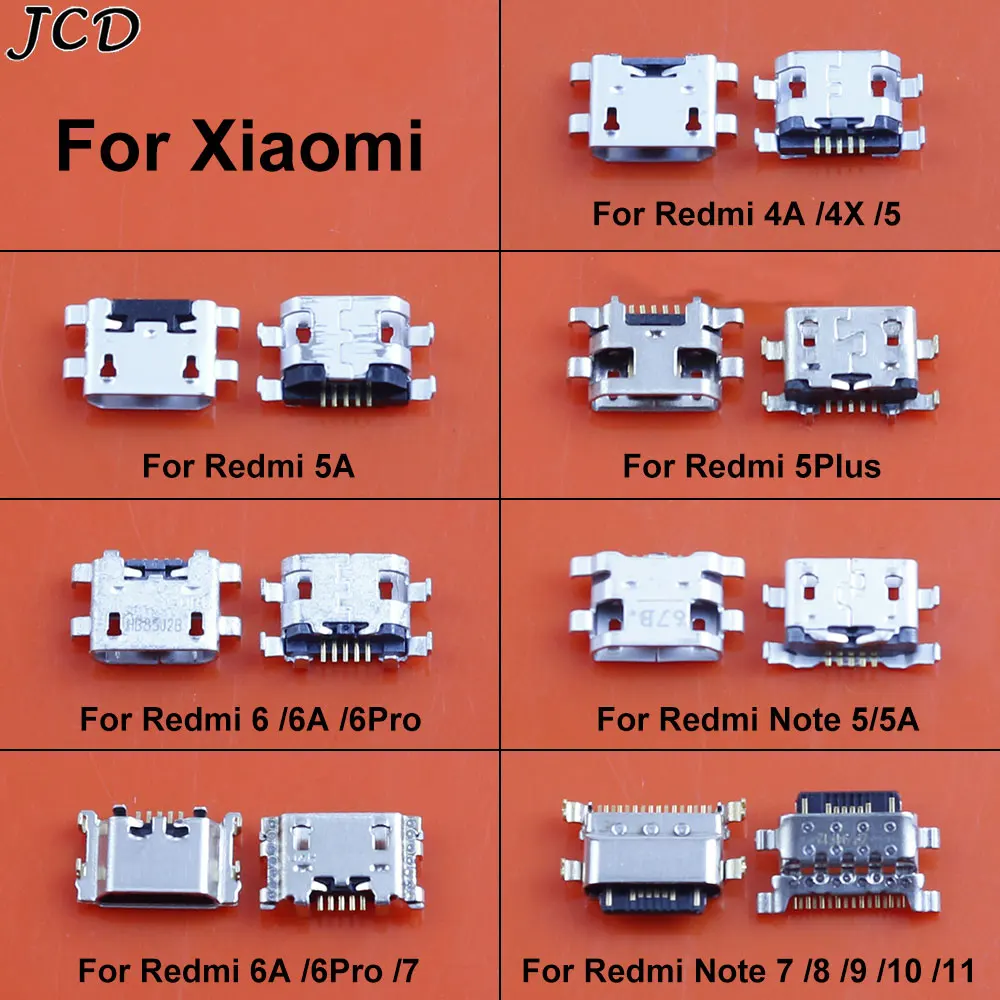 

JCD 20PCS Micro USB Charging Port For Xiaomi Redmi 4A 4X 5 5A 5plus Note 6 6A 7 8 9 10 11 Pro Charger Dock Connector Jack Socket