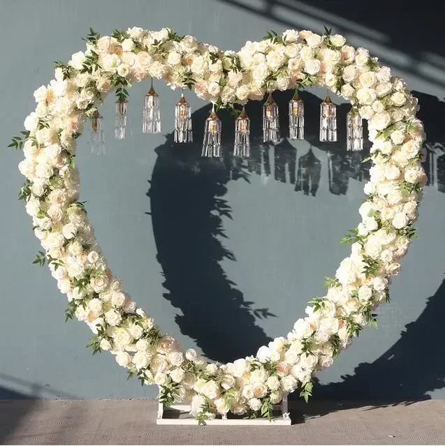 

6.5FT Heart Shaped Flower Row Flower Arrangement Wedding Background Arch Set Party Stage Props Decor Flower Stand