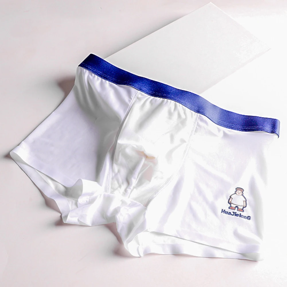 Mens Sexy Underwear Cartoon Printed Bulge Pouch Boxer Briefs Underpants Ultra-thin Translucent Panties Home Shorts