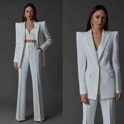 Abito estivo da donna Set da 2 pezzi Pantaloni blazer slim fit Abbigliamento da donna da ufficio Solido bianco con un bottone con risvolto a punta Abiti casual per donna