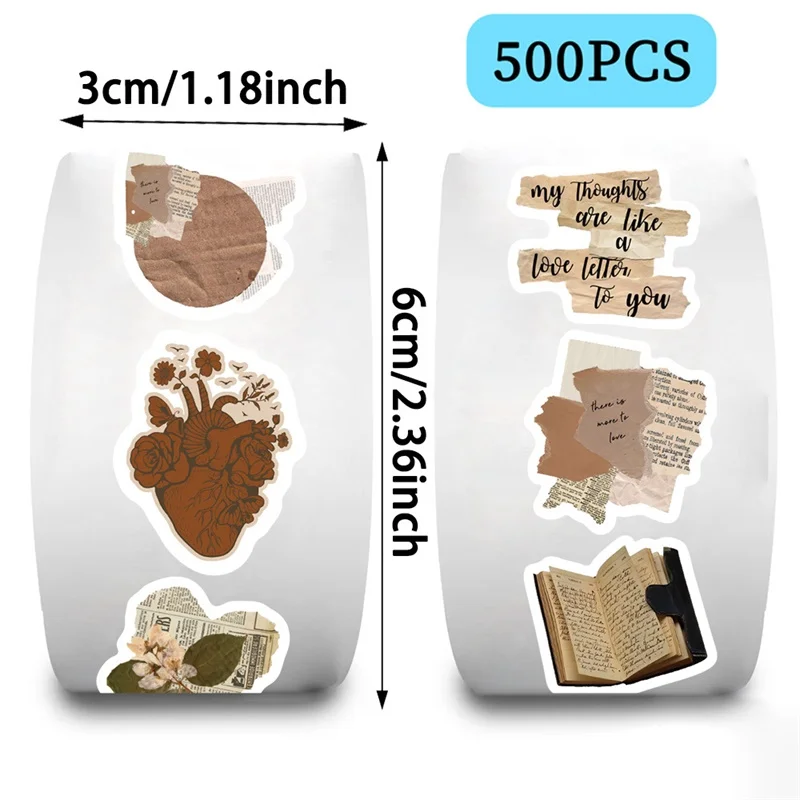 100PCS Vintage Mixed Sticky Paper Labels Thank You Sticker DIY Sealing Decoration Scrapbooking Hand Accounting Supplies