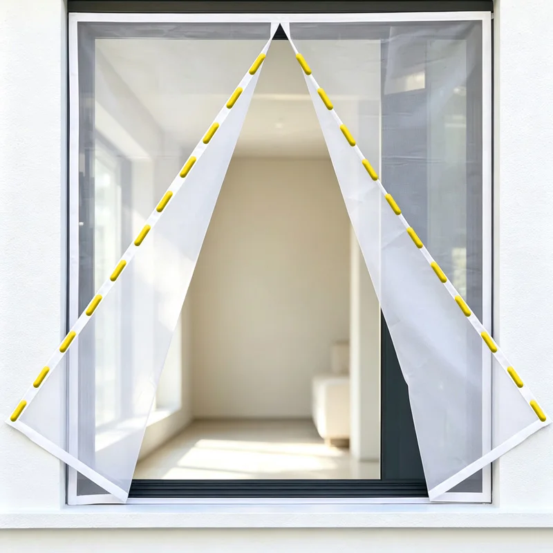 White Mosquito Screen Window Self-adhesive Magnetic Mosquito Net Self Installing Invisible Net Automatic Closing Custom Size