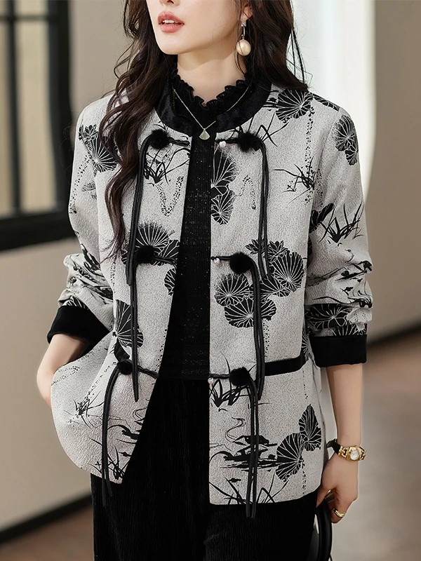 

Spring 2026 New Sle Casual Chinese Embroidered Jaet plus Size Women's ort Top with Button Faionable And Artistic