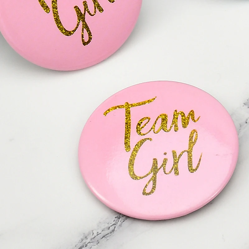 10pcs Blue Pink Gender Reveal Boy Girl Tinplate Badge Gift Gender Unveiling Theme Party Gender Disclosure Team Party Baby Shower