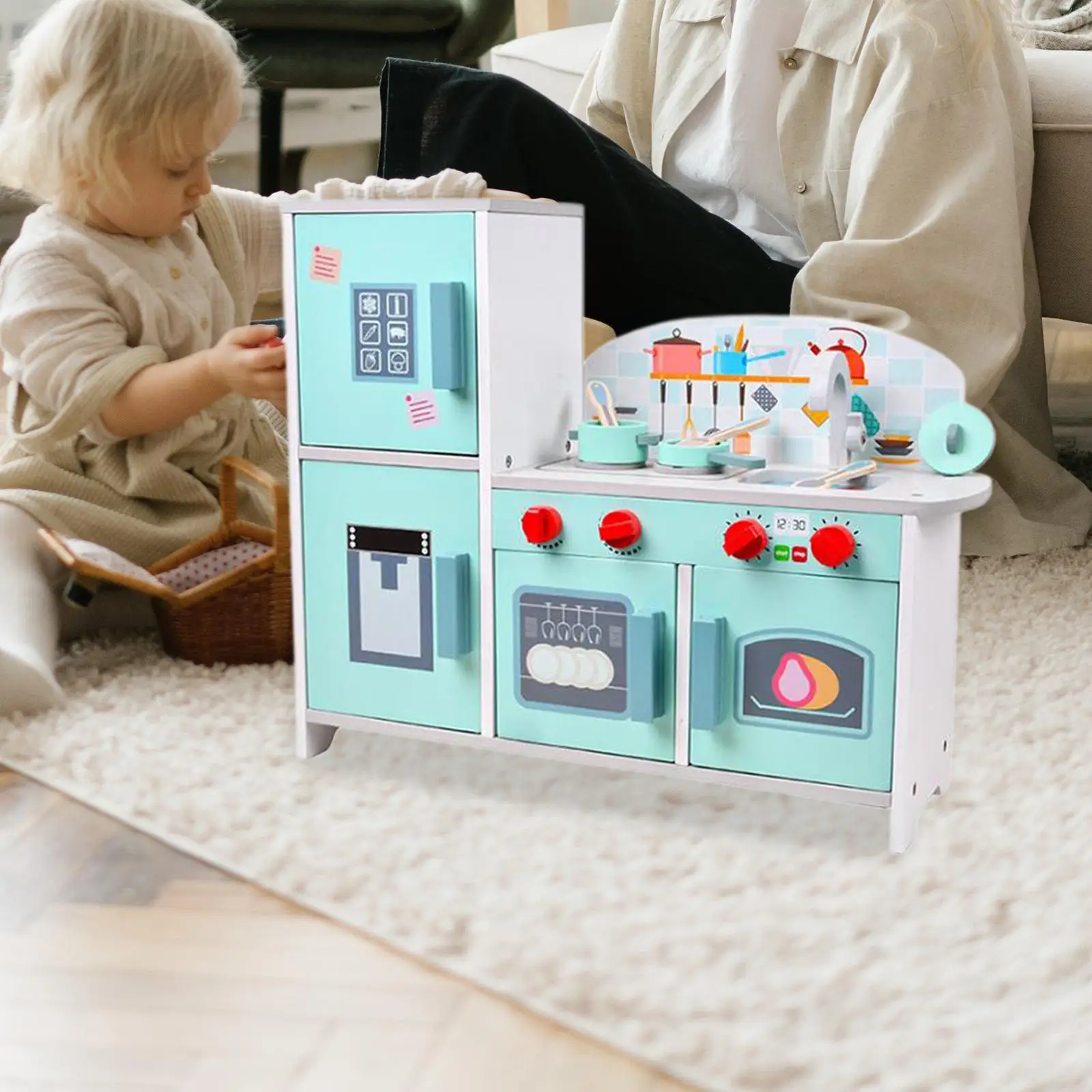 

Children's Kitchen Playset with Fridge and Accessories for Role Play