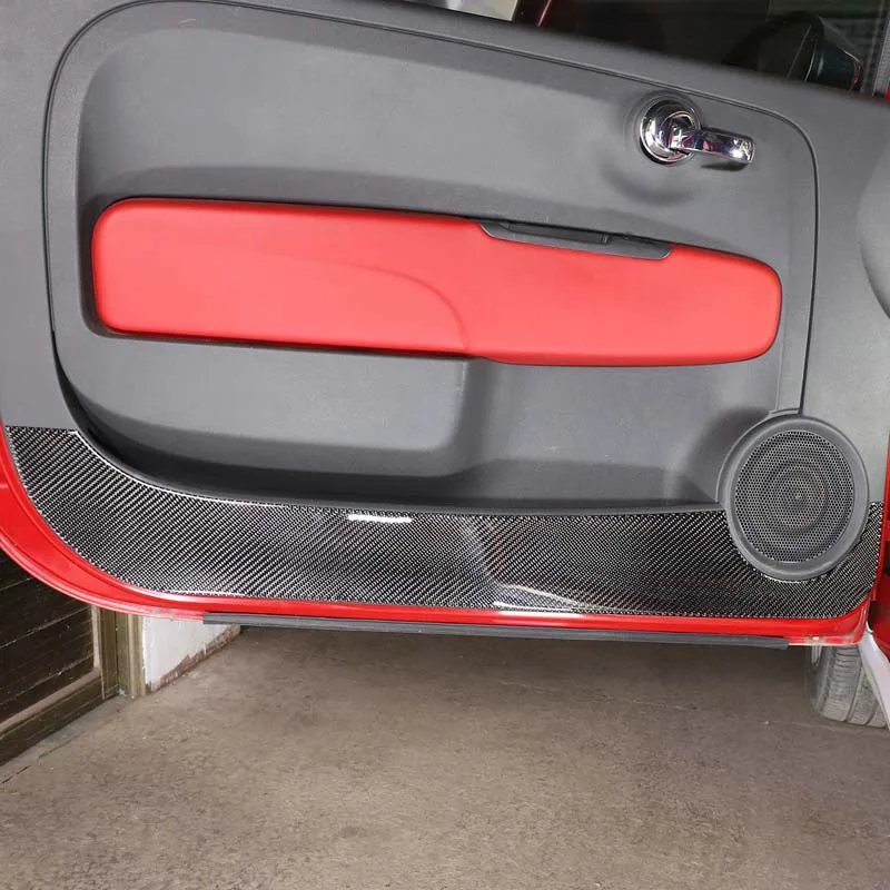 For Fiat 500 2011-2019 door anti-kick panel, inner door anti-kick, scratch and dirty sticker, true carbon fiber (soft) 2pcs