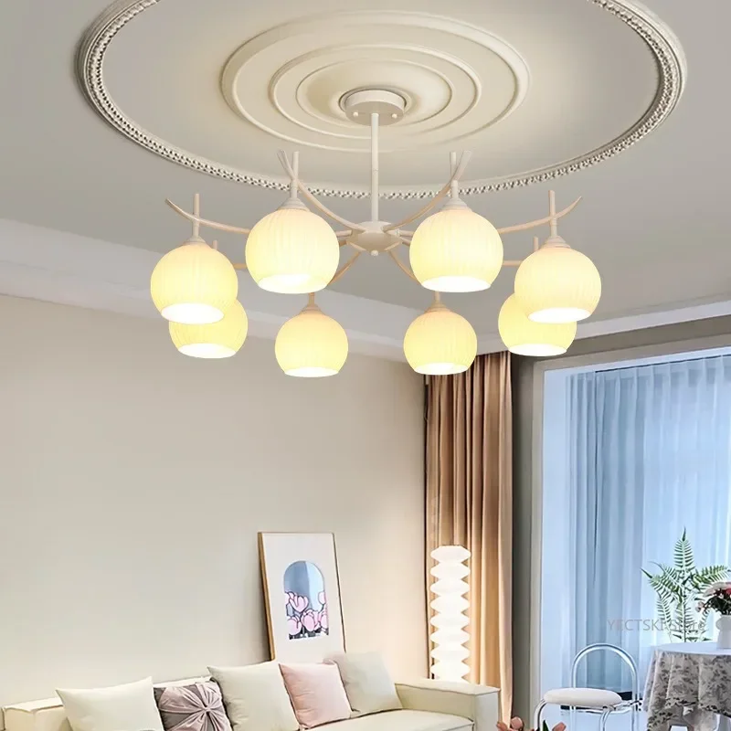 

GHEUVNJ French Cream Style Living Room Simple Modern Atmosphere Bedroom Pendant Light Creative Nordic Restaurant Light