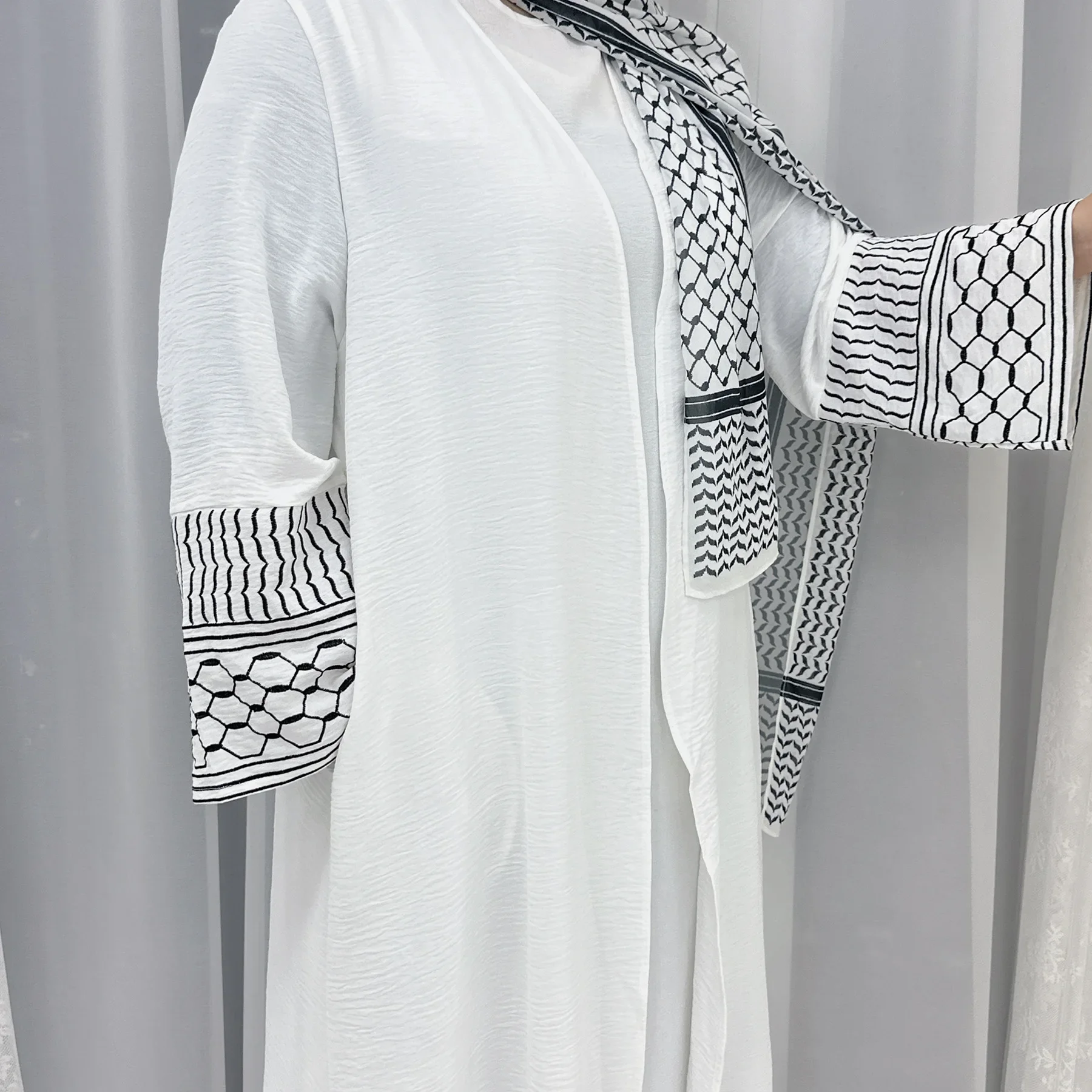 Ramadan muçulmano modesto cardigan para mulher eid árabe dubai abaya vestido médio oriente bordado casaco islam turquia manga longa robe