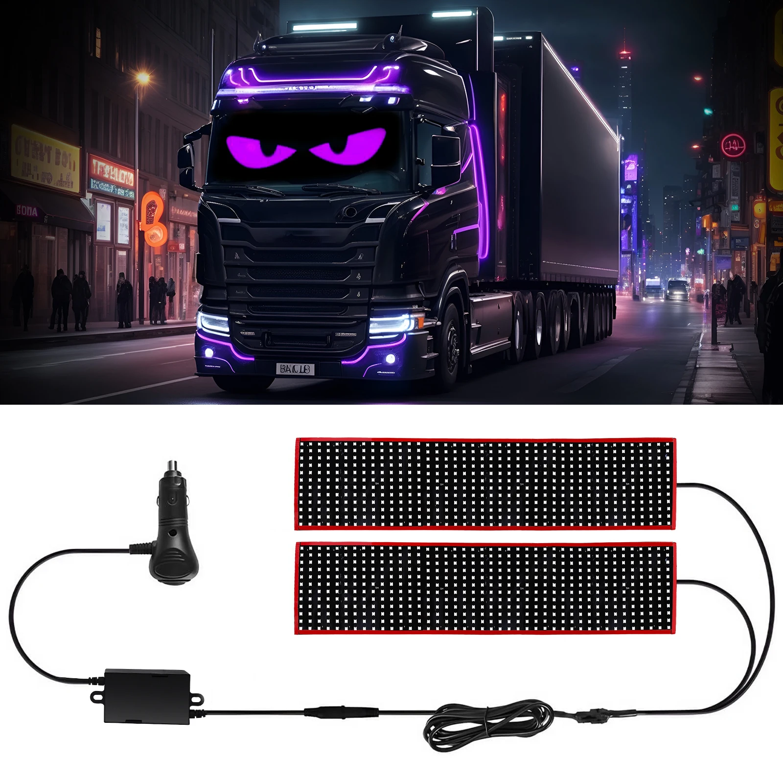 Luci LED flessibili per finestrini auto Dynamic Devil Eyes 12-24V 1 a 2 16,6x70CM Striscia luminosa ambientale universale per camion con controllo APP e telecomando