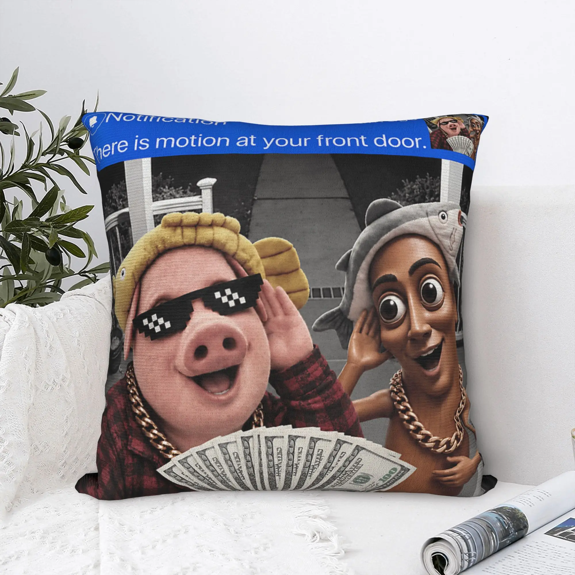 Pillow Cover Motion at Your Front Door Tung Tung Tung Sahur John Pork  Pillow Case For Sofa Couch Bed Living Room Pillowcases