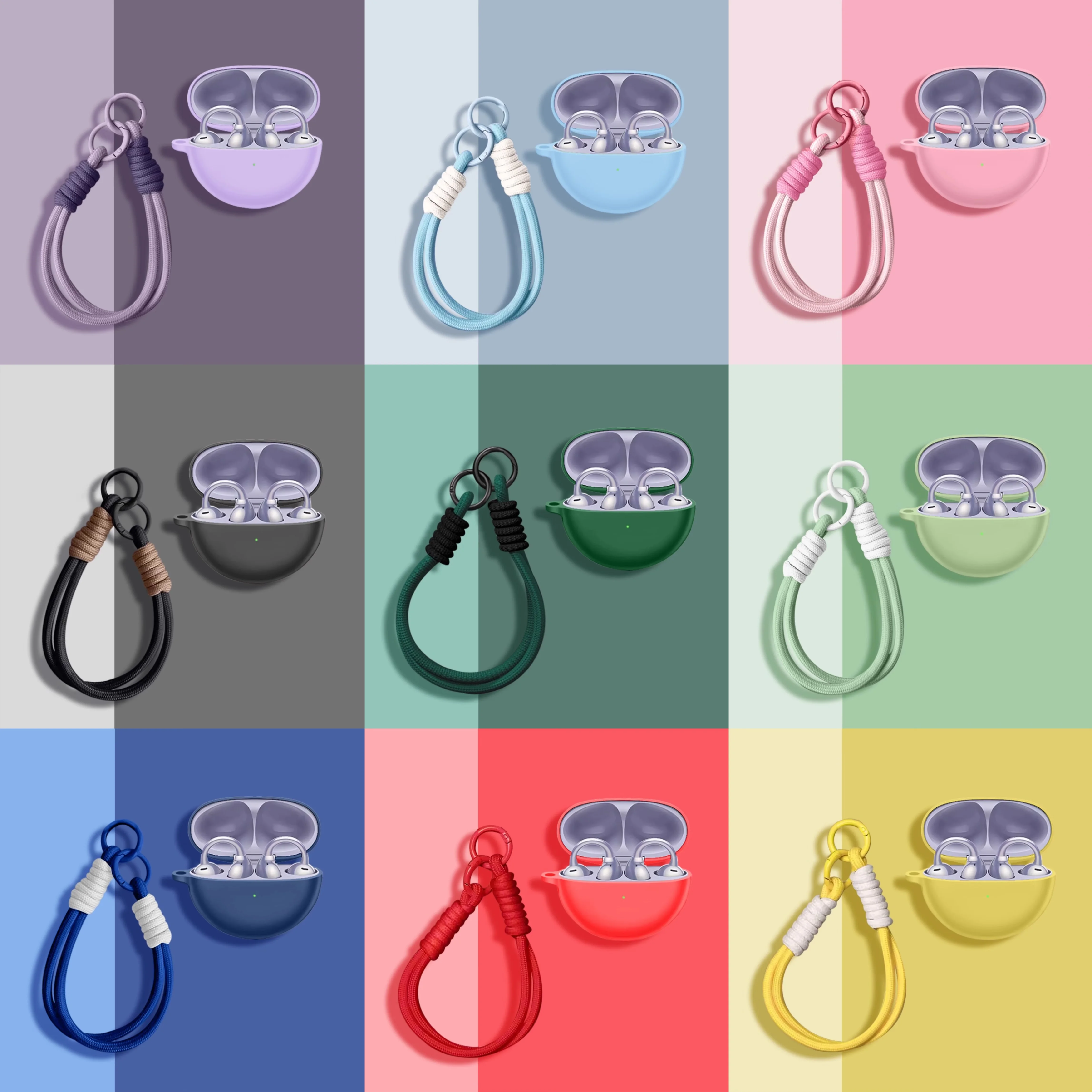 New Silicone Protective Case For Huawei FreeClip Cover Solid Color Earphone Cases For Huawei freeClip Headphone Shell With Hook