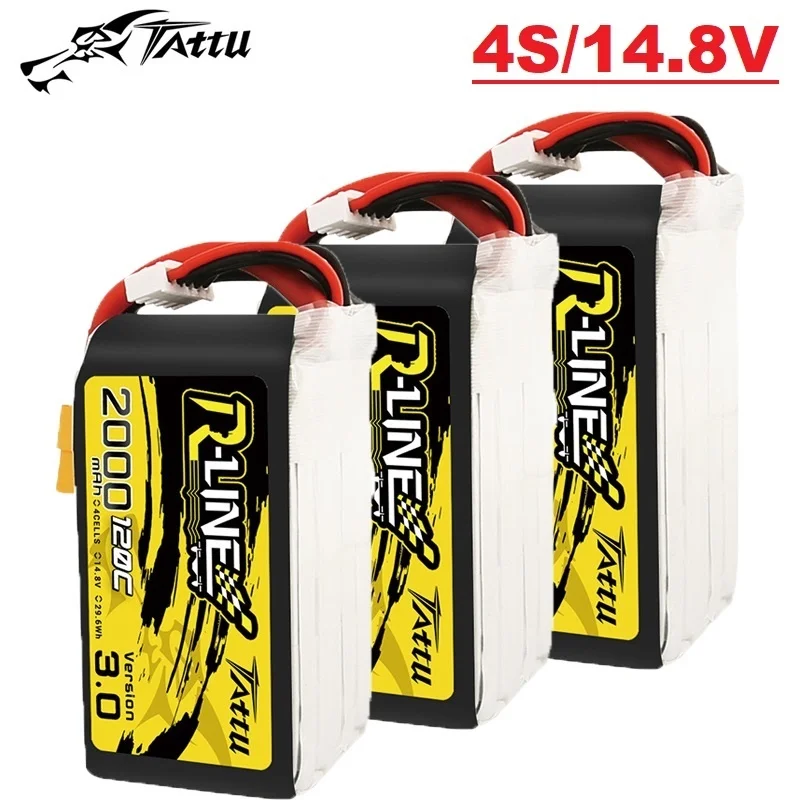 3Pcs TATTU R-LINE 3.0 14.8V 2000mAh 120C LiPo Battery For RC Helicopter Quadcopter FPV Racing Drone Parts With XT60 4S BATTERY