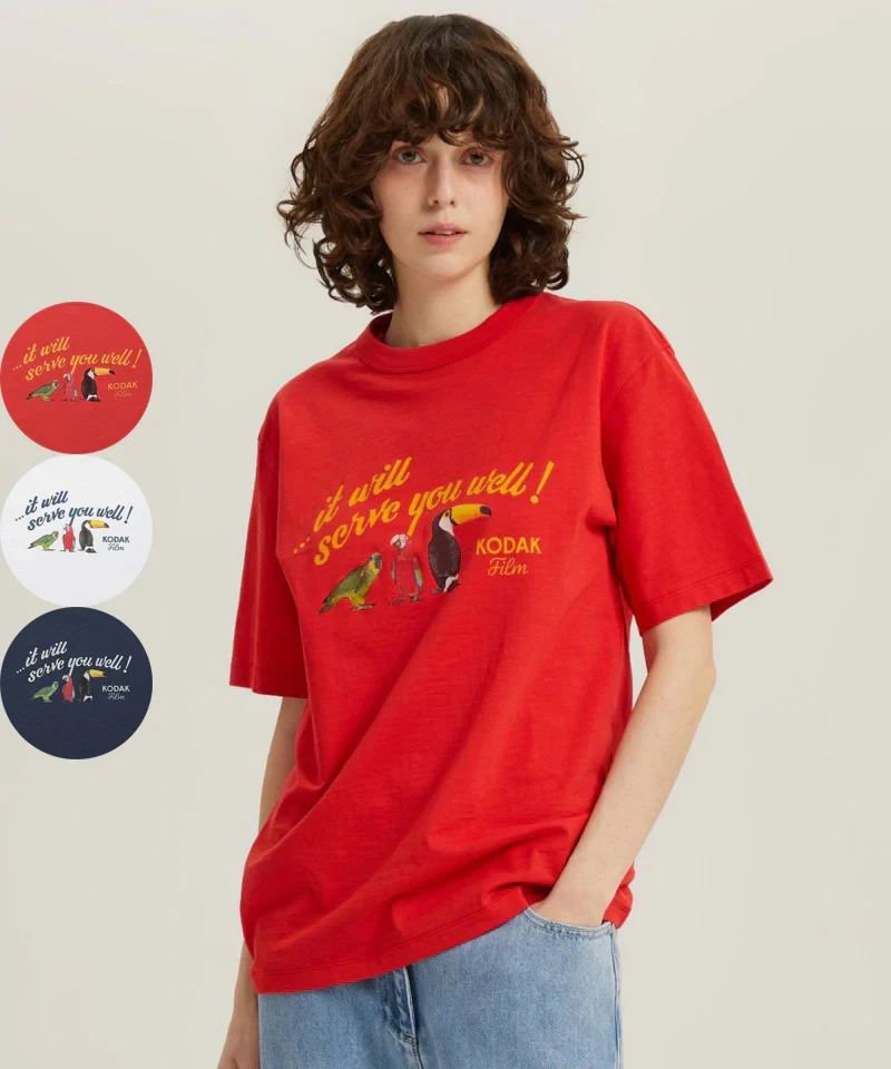 Camiseta con gráfico de pájaros tropicales Kodak It Will Serve You Well para hombres y mujeres, 100% algodón, ropa informal unisex de gran tamaño, varios colores