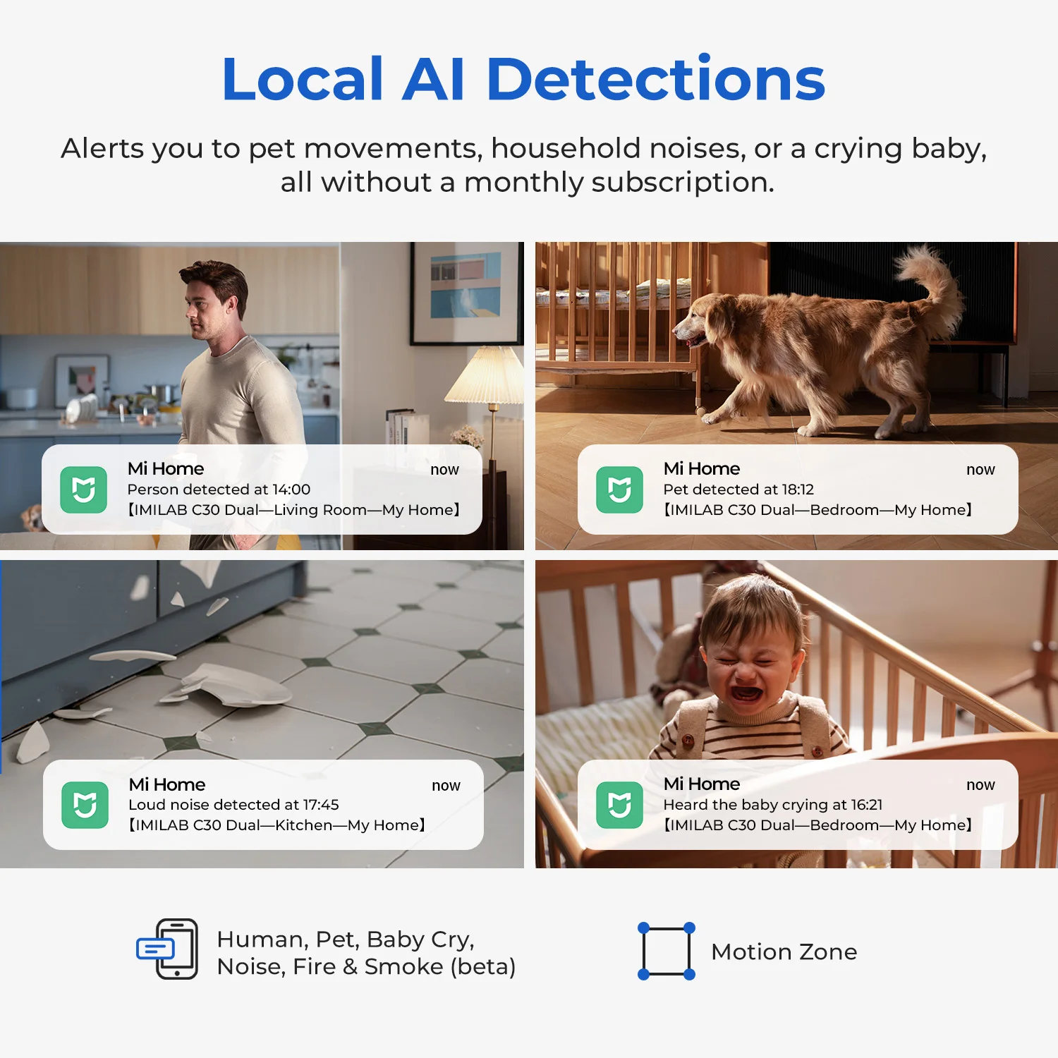 IMILAB Dual 3K Baby Monitor WiFi Camera for Home Security Protection with AI Detection Human Tarcking 360° PTZ Night Vision