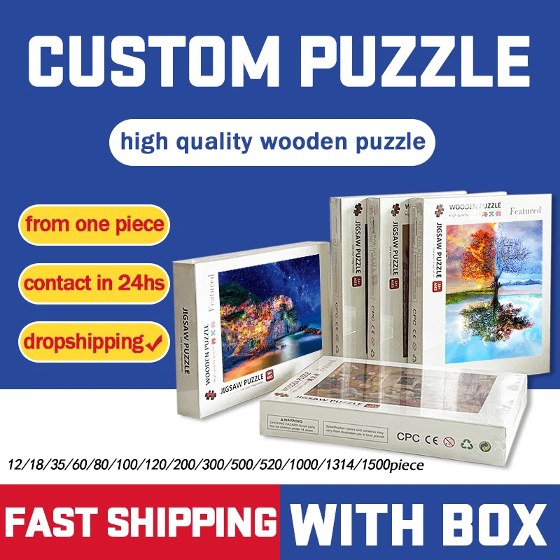 Photo Custom Wooden Personalized Jigsaw Tube Puzzle Picture DIY Toy Decoration Collectiable Gift Present Christmas 1000pcs Large