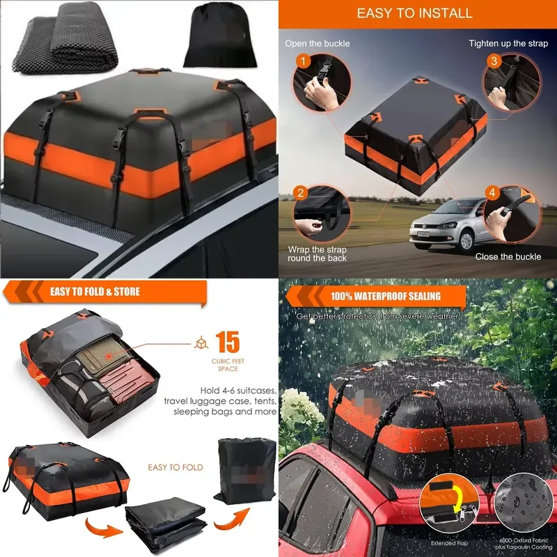 15 Cubic Feet of Voltage Car Roof Luggage, Roof Waterproof Bag
