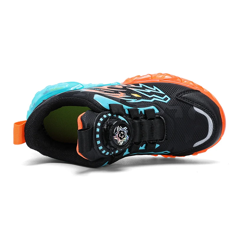 Neue rutschfeste Kinder-Sneaker aus Leder für Jungen, zum Laufen, Gehen, leichte Freizeitschuhe mit modischem Drachenmuster, Größe 28–39 – Detail 9