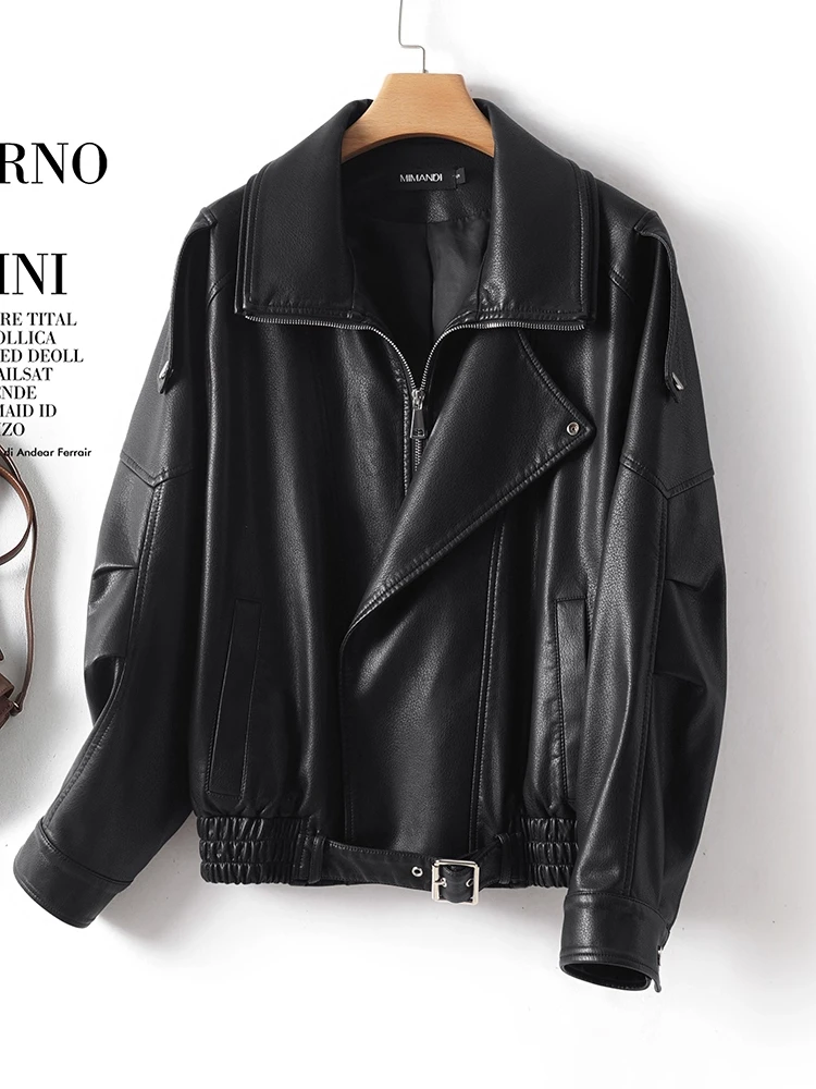 

Куртка-косуха унисекс из искусственной кожи в американском ретро-стиле, размеры 300 Pou, свободного кроя, для осени