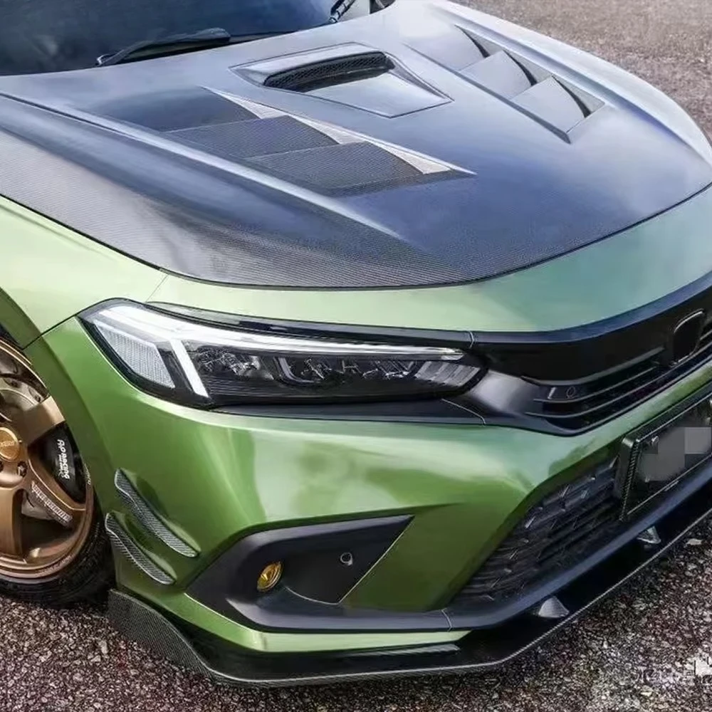 AM نمط الجبهة غطاء التبريد لهوندا ل سيفيك FE1 FL1 هاتشباك سيدان 2023-24 أجزاء الجسم الكربون #3