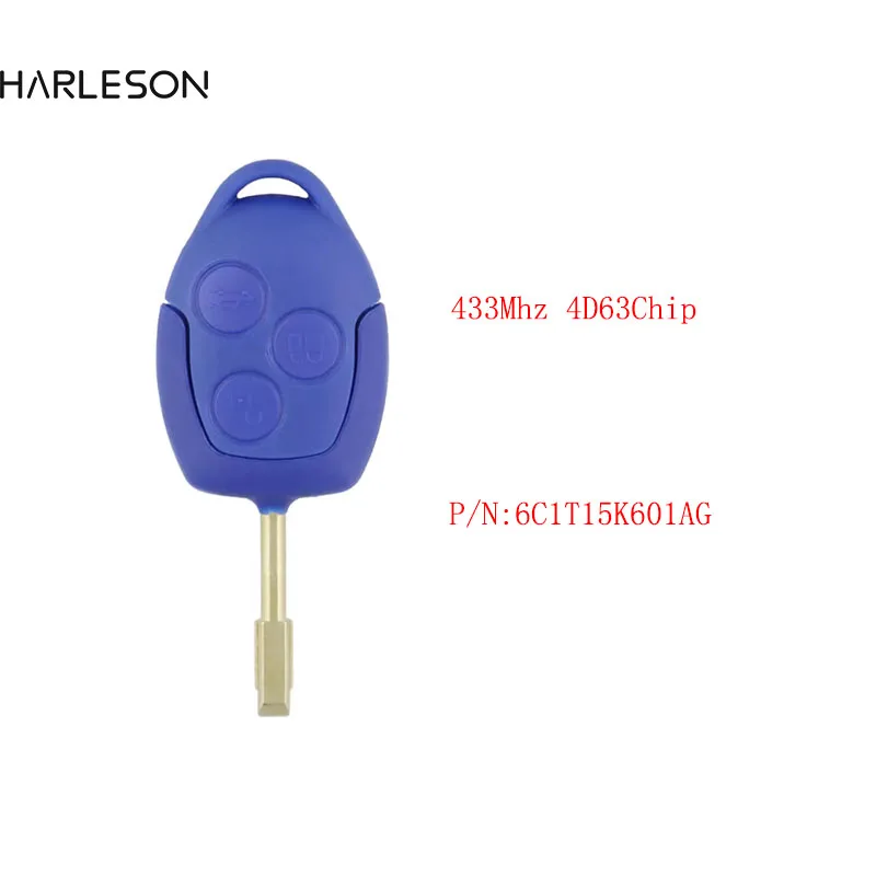 

433MHz 4D63 Electric Chip Remote Key Blue Head For Ford Transit WM VM 2006-2014 P/N: 6C1T15K601AG