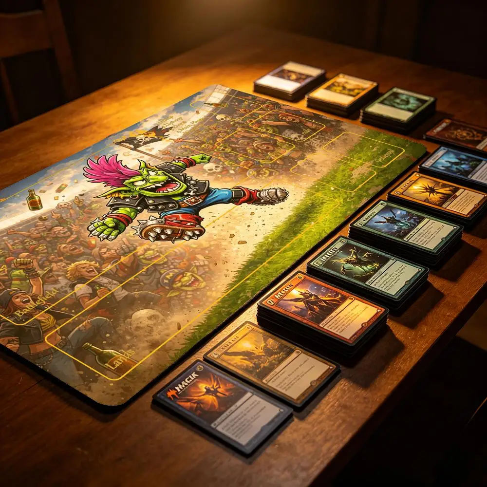 Goblin Warrior Playmat with Magic Zones Game Mats Tabletop rug TCG Card Battles Commander Gaming Mouse pad Duel deskmat Beginner