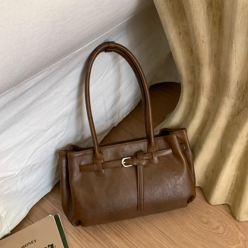 

Большая сумка в корейском стиле 2025 года, просторная женская сумка через плечо, модная сумка-тоут с верхней ручкой, минималистичная сумка «день-ночь», текстурированная