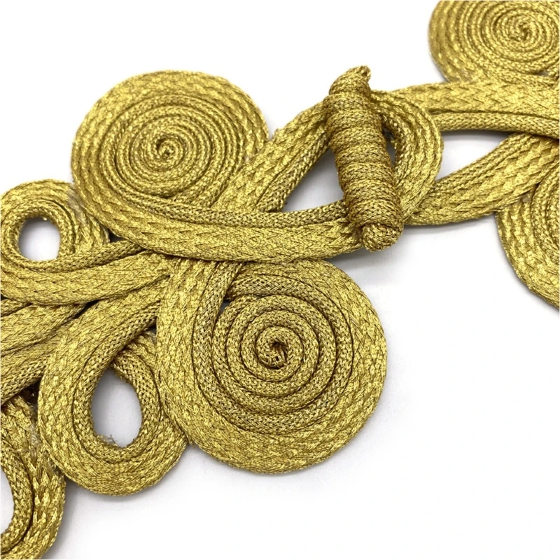Gold Thread Sewing Closure Buttons For Han Costume Cheongsam 3D Emboss Knot Buckles for Traditional Project Crafting Sewing
