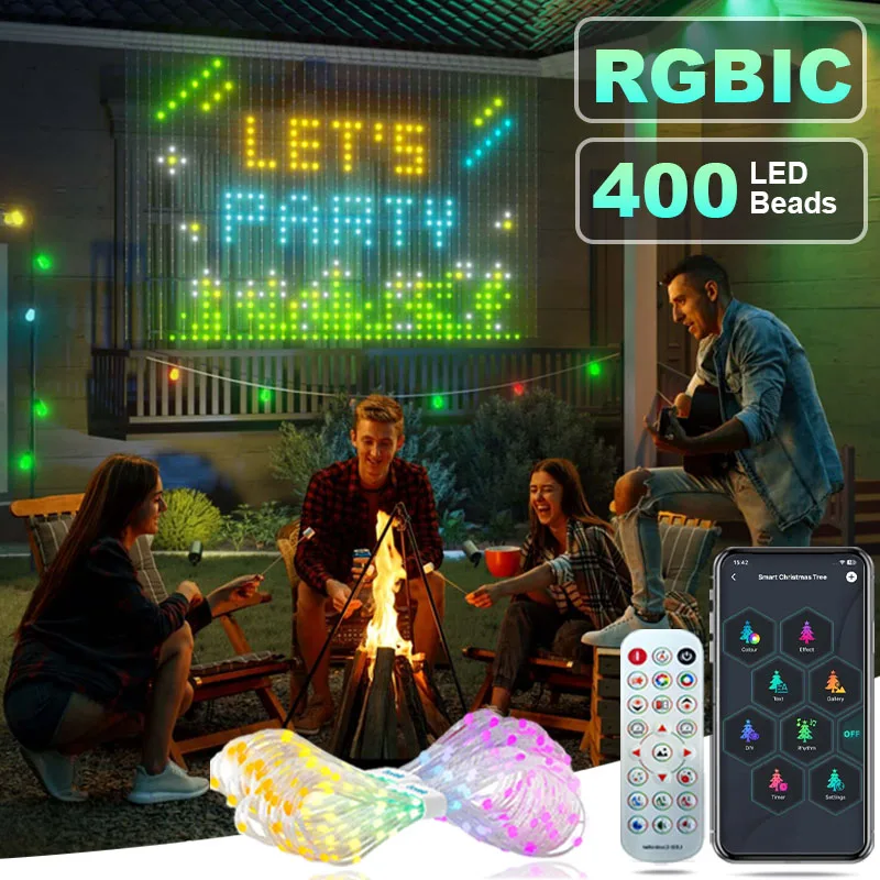 400LED 6.6x6.6ft أضواء الستار الذكية RGBIC نافذة الجنية ضوء APP التحكم عن بعد وضع الموسيقى للمنزل هالوين زينة عيد الميلاد #1