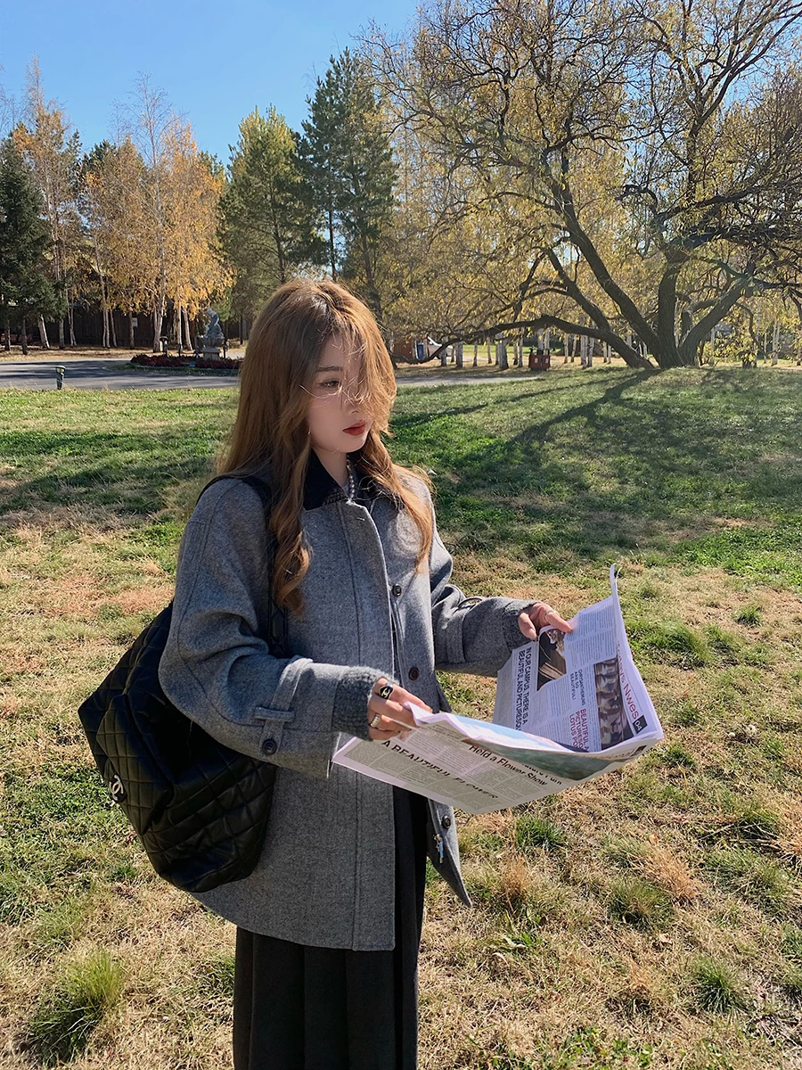 

Herwear Winter Woolen Coat for Plump Women Long Sve ay Flap Collar Mid-Length Women's Coat Winter Faion plus Size