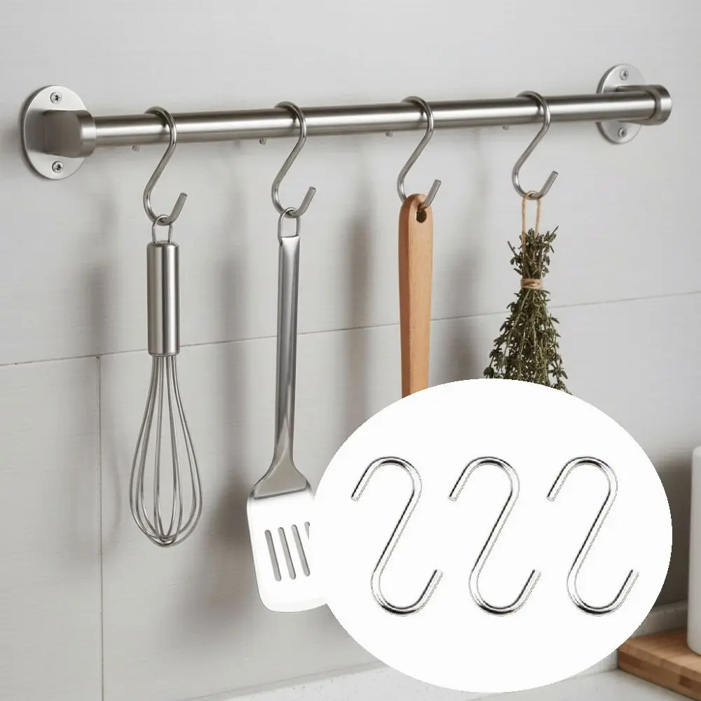 

20PCS Multi-Use S Shaped Hooks Sturdy Space Saving Hanging Hooks Heavy Duty Smooth Surface Stainless Steel Hangers