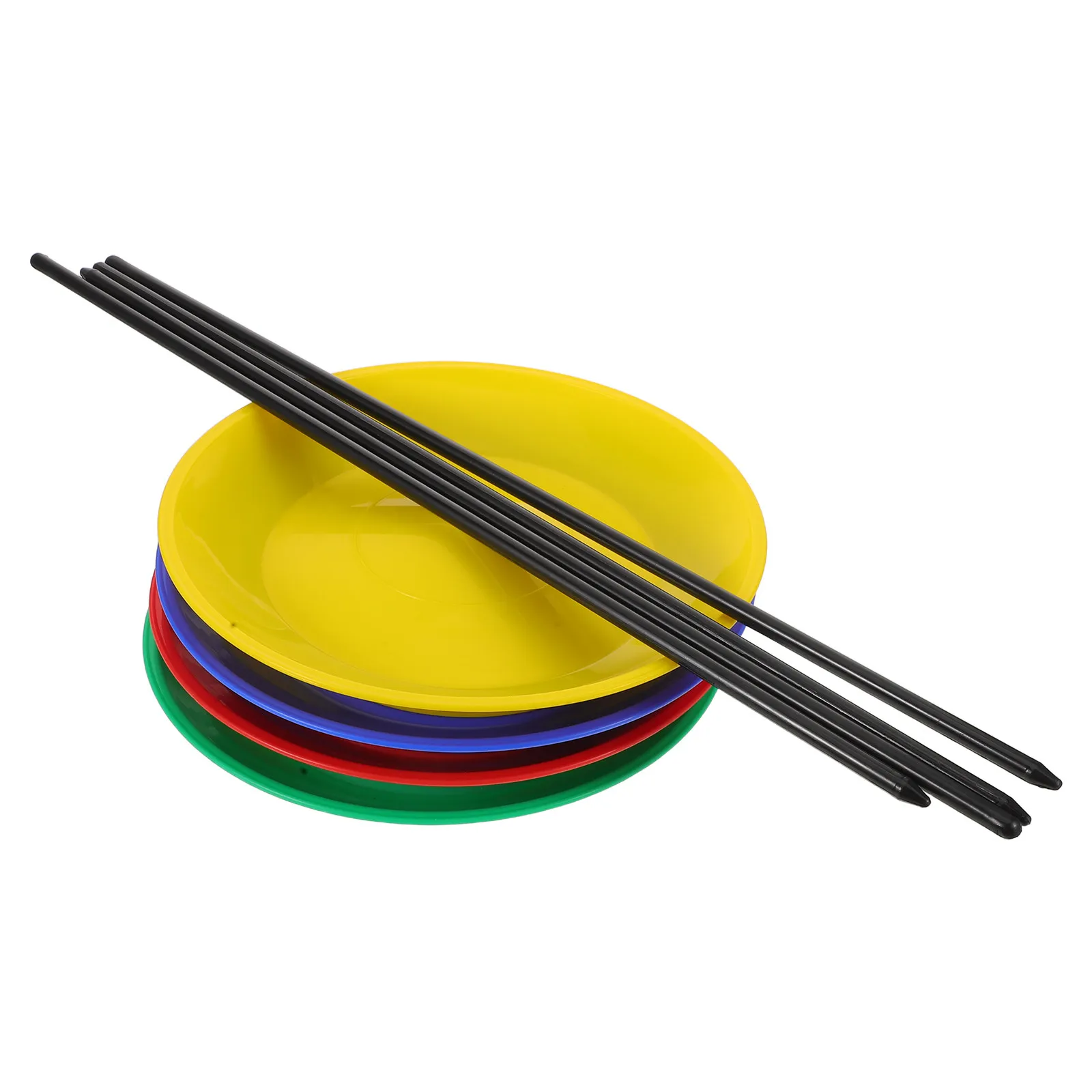 1Set Colorful Juggling Plates Circus Spinning Skills Set Plastic Hand Sticks for Performance Circus Rotating Plate Juggling Game
