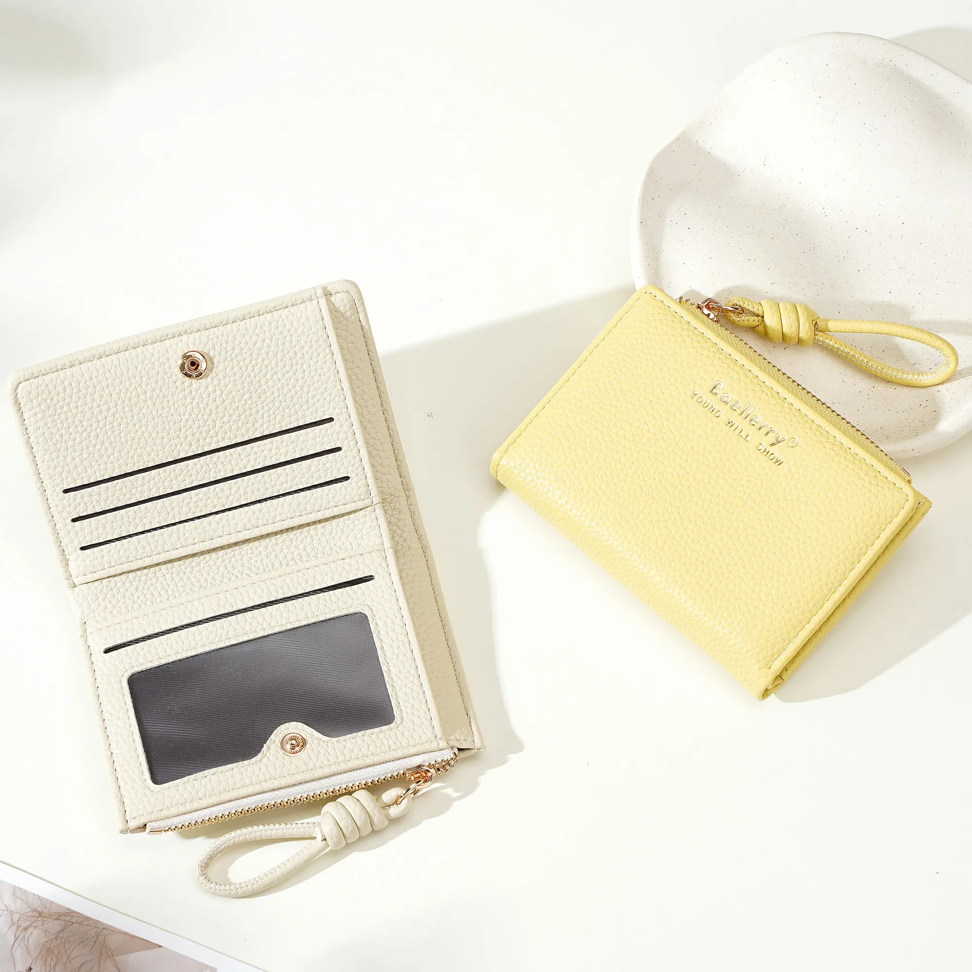 1 Stück – Baellerry Damen-Kurzgeldbörse, aus PU-Leder mit Handgelenkschlaufe, lässige Geldbörse mit Lychee-Muster, leicht, elegant, minimalistischer Stil, Alltagsgeldbörse – Detail 21