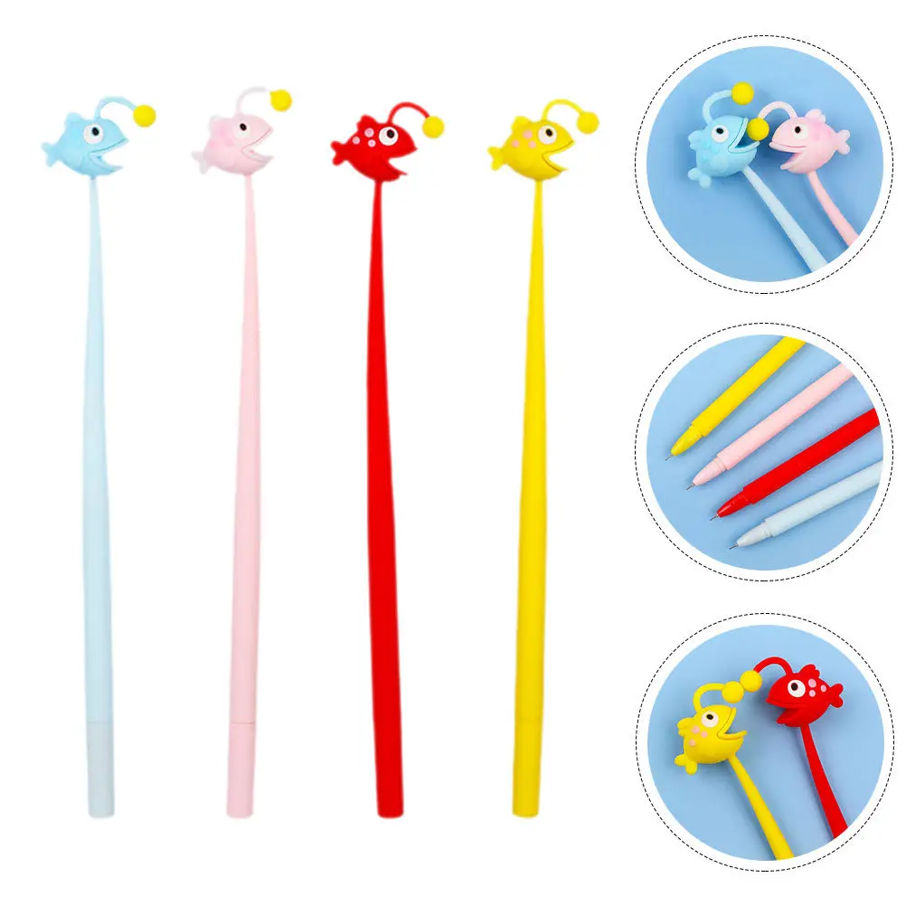 

4Pcs Cartoon Ink Pens Creative Fish Shape Gel Writing Pens Office Supplies Party Favors Cute Decorative Stationery for Students