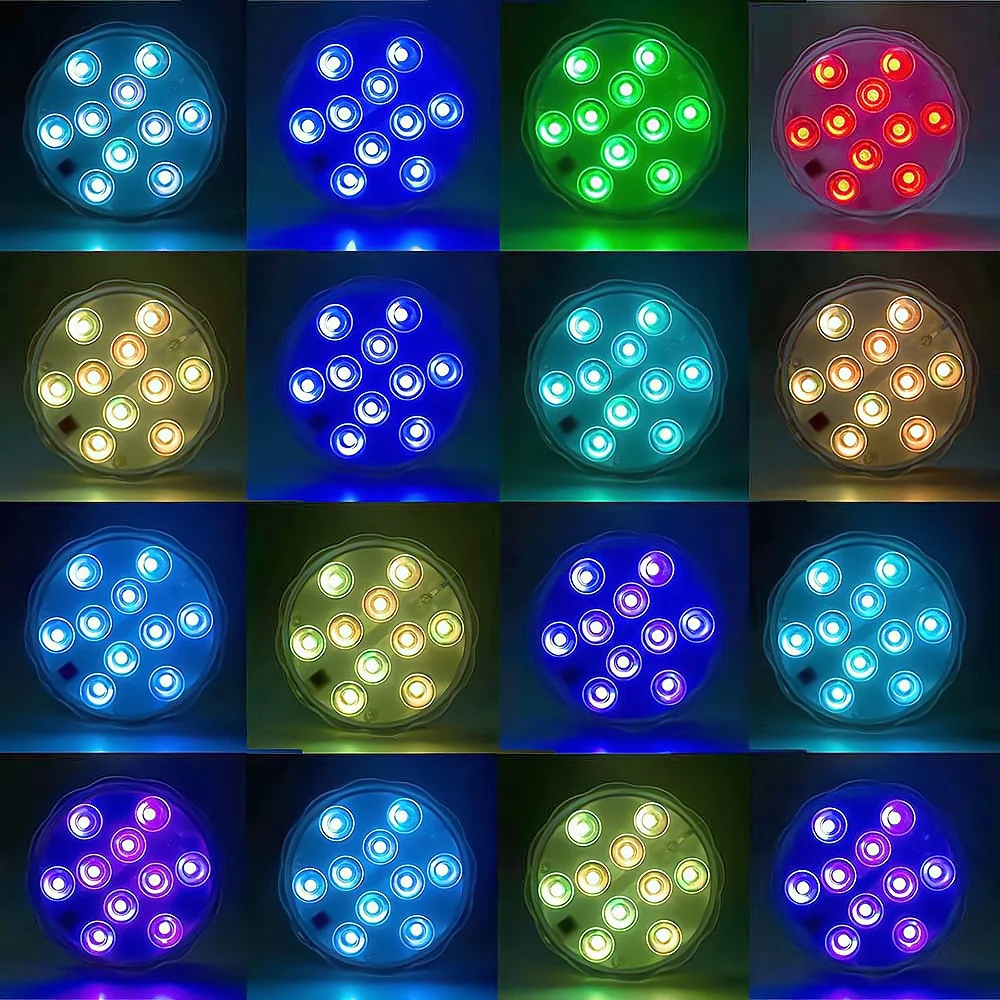 Imagem -02 - Controle Remoto Submersível Luz Lâmpada de Noite Subaquática Lagoa Piscina Decoração do Partido 10led dc 6v Rgb a Pilhas