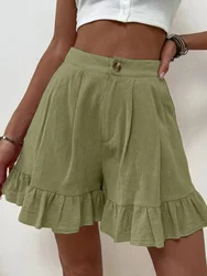 Summer new casual wide leg loose high waisted shorts for women