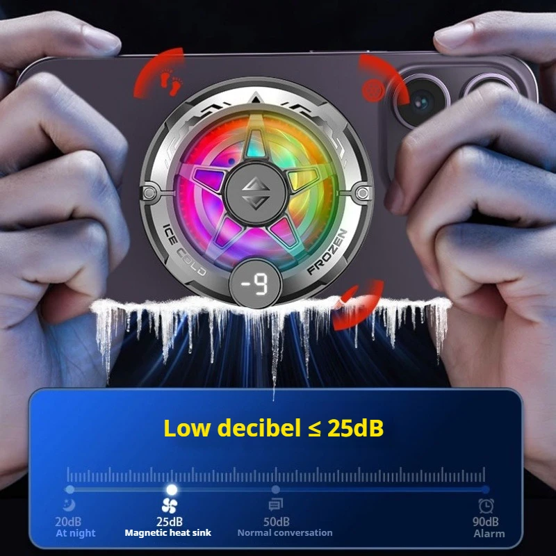 مبرد هاتف K20 مغناطيسي لأشباه الموصلات مع شاشة رقمية وأضواء RGB للألعاب سريعة الحرارة وتبريد قوي #4