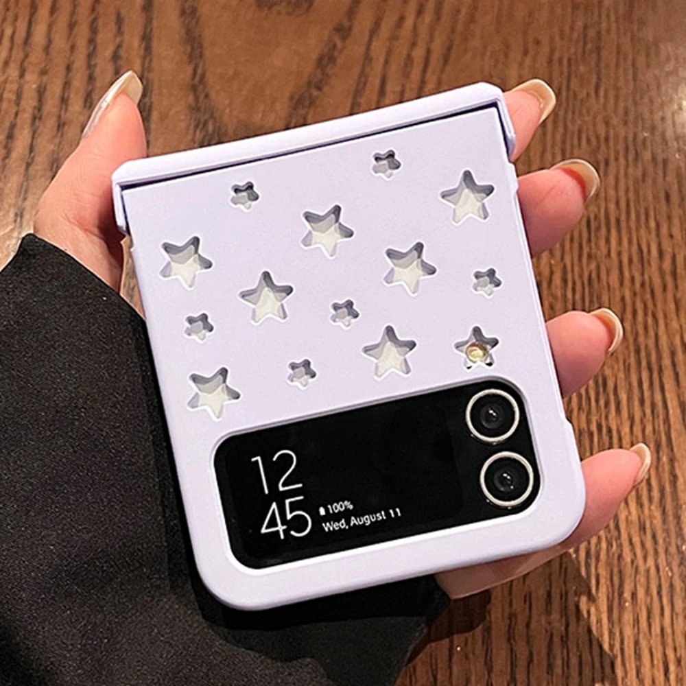 Koreański styl Hollow Out Stars etui na telefon Samsung Z klapką 5G 5 Z Flip3 Flip4 3 w1 odporna na wstrząsy obudowa do Galaxy Z Flip5 Zflip 4