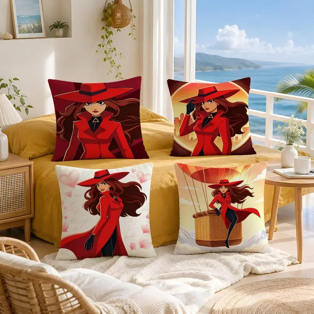 Carmen Sandiego Cushion Cover Throw Pillow Short Plush Fresh Natural Cushion for Living Room Sofa Ornament Present Gift