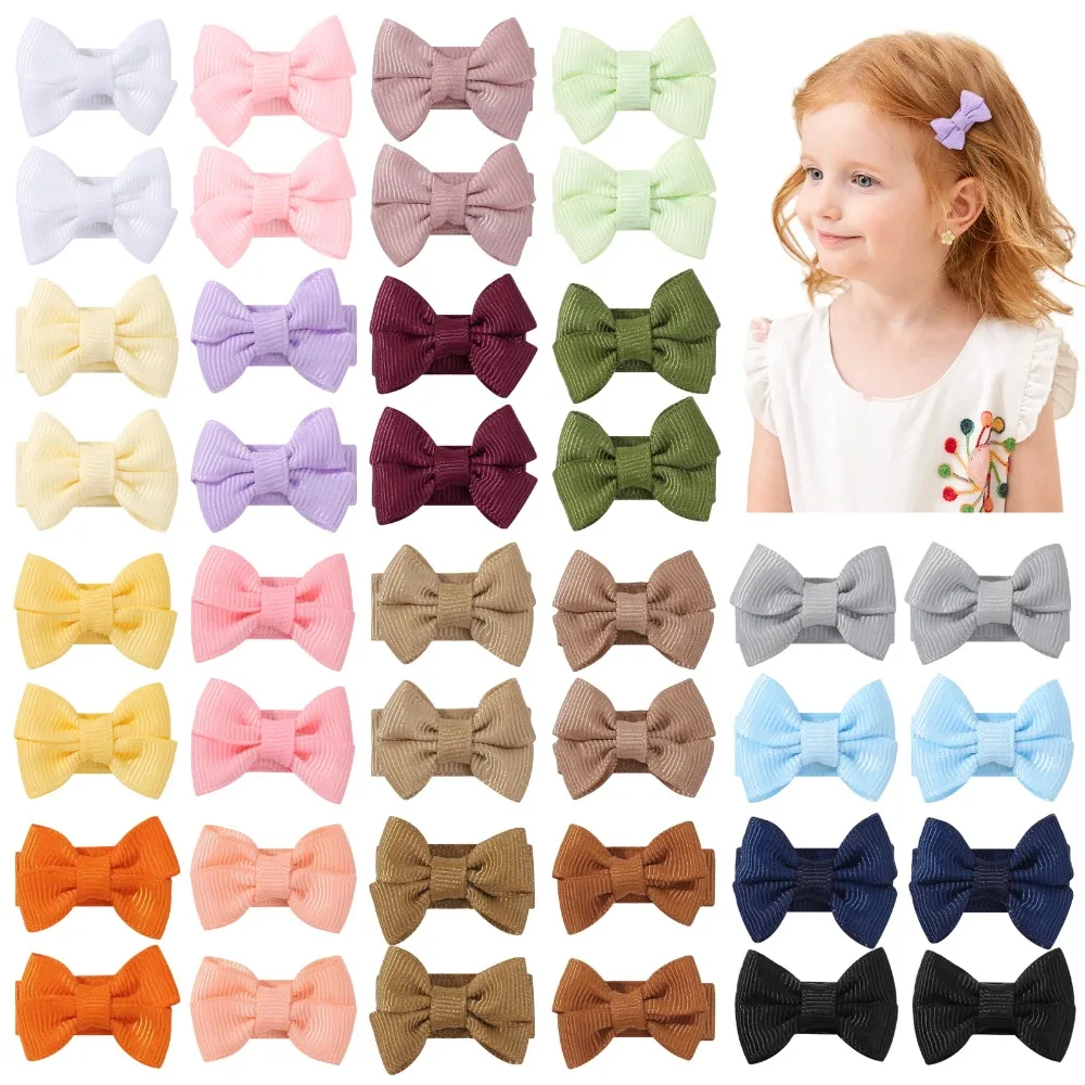 

BABY BOWS 40Pcs 1.2" Girls Hair Bows Clips Grosgrain Ribbon Fully Lined Bow Hairpins Kids Hair Accessories Assorted 20 Colors