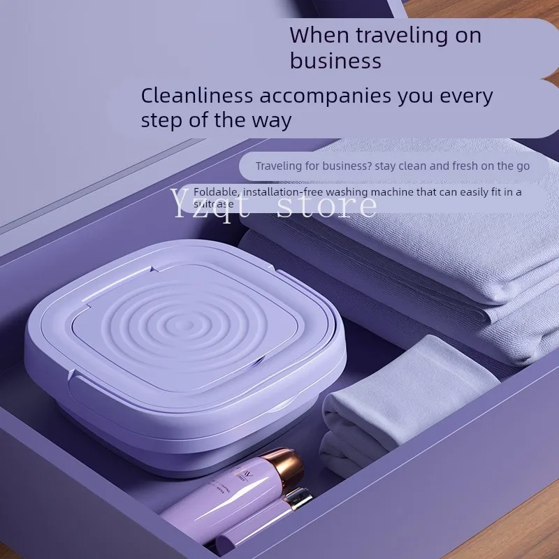 Elution dual-use! Portable folding washing machine turbo mini small automatic washing socks laundry artifact